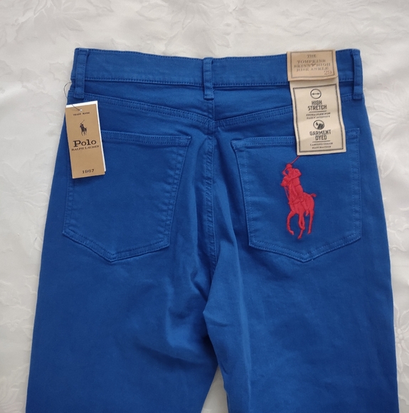 New 🆕 Polo Ralph Lauren High Rise High Stretch Jeans Blue Embroidered Logo - Picture 1 of 11